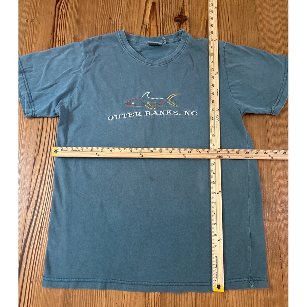 U.S. Vintage T-Shirt Mens Blue Outer Banks NC Shark Embroidered SIZE L - Picture 4 of 5